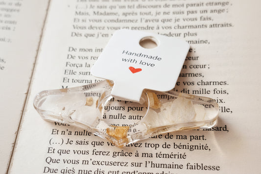 Bague de Lecture Porte-Page en Résine Époxy Transparente et Fleurs Séchées