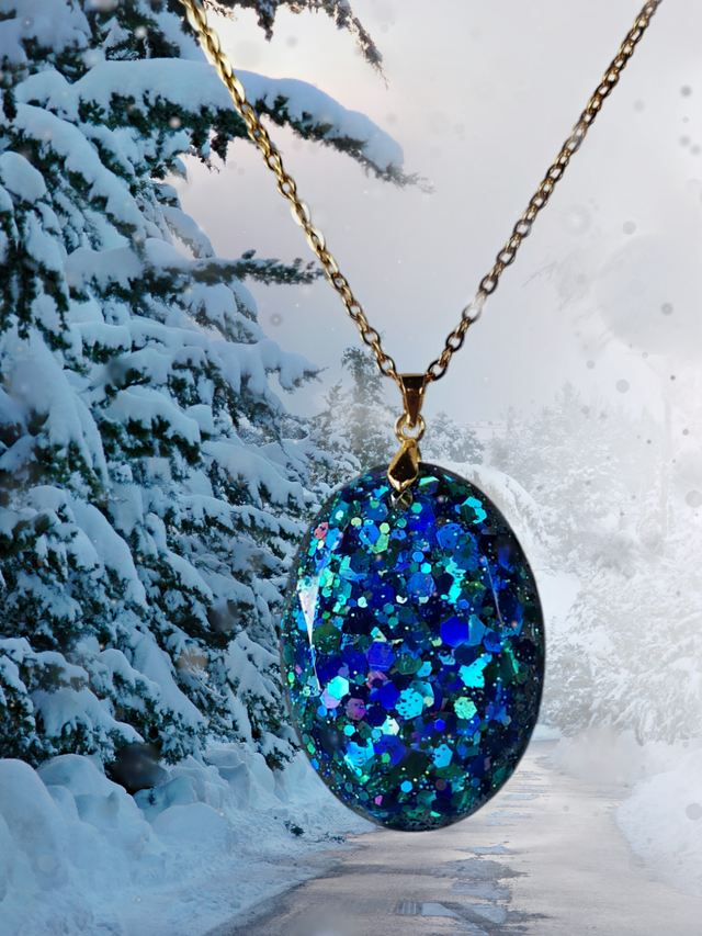 Pendentif Goutte en Résine Époxy Collier