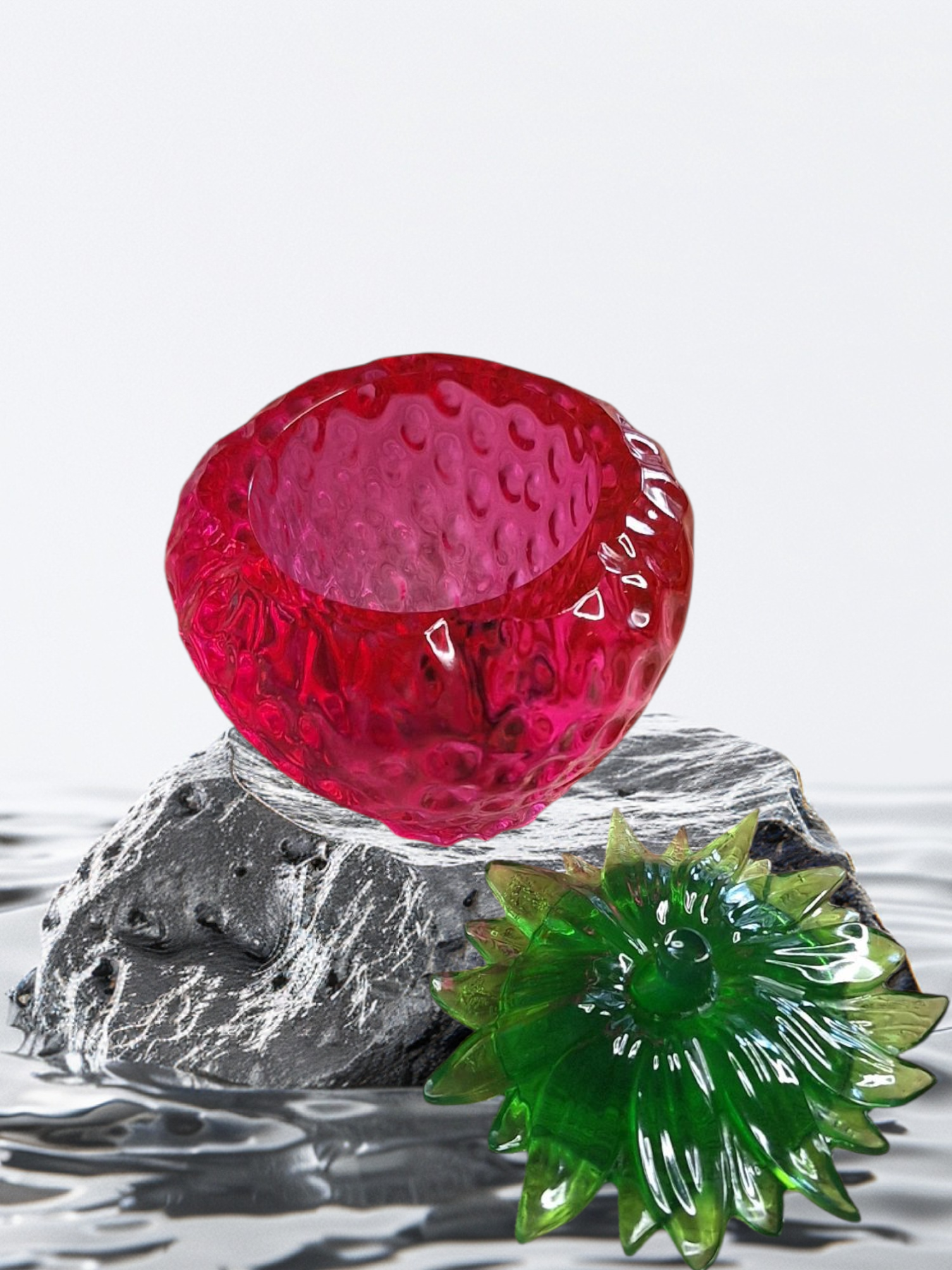 Boîte fraise en résine époxy – Rangement déco fruité
