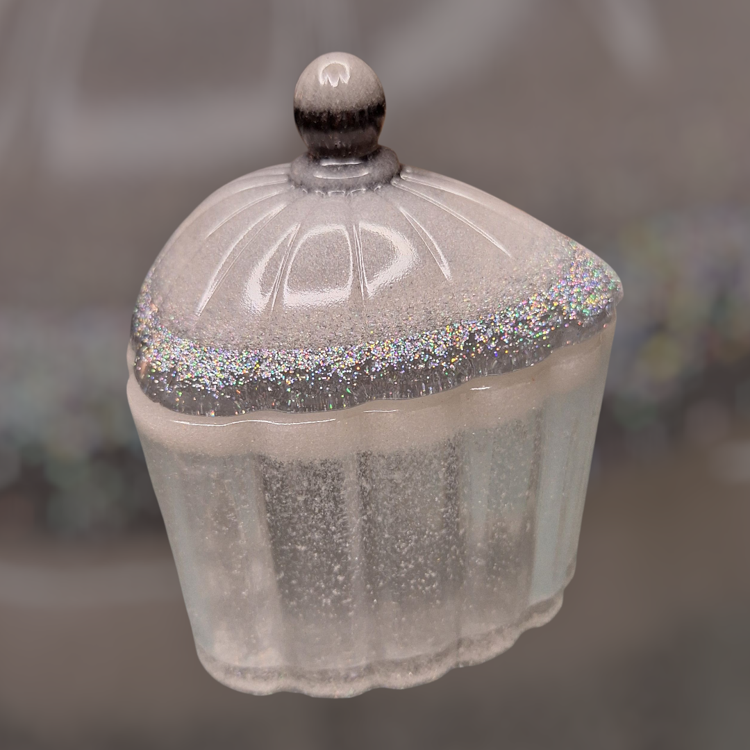 Boîte à Bijoux Cœur Résine Paillettes Holographiques