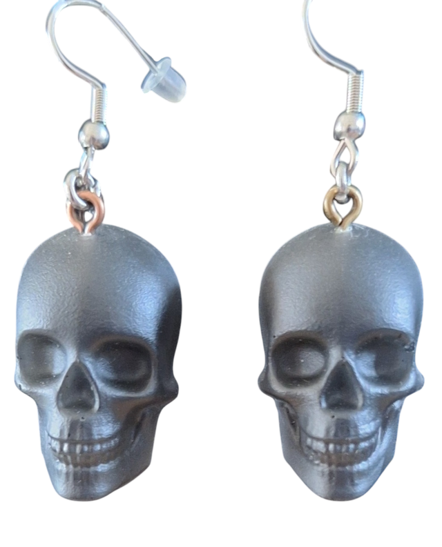 Boucles d’oreilles crâne en résine – Bijoux gothiques faits main
