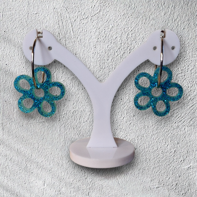 Boucles d'oreilles en résine époxy - Design floral unique