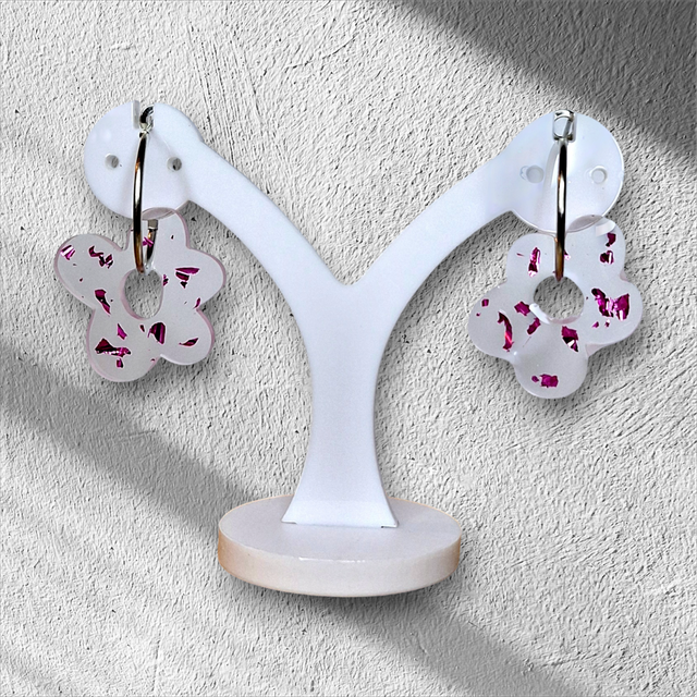 Boucles d'oreilles en résine époxy - Design floral unique