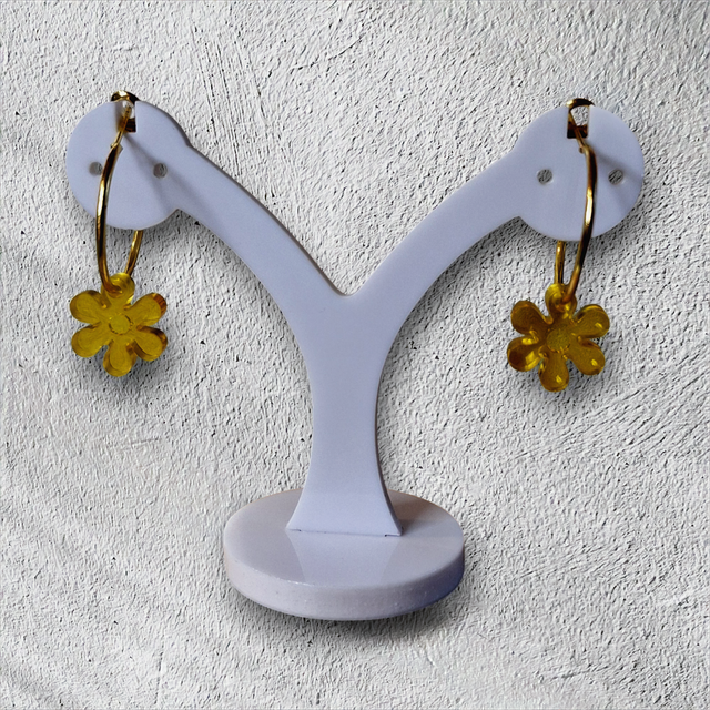 Boucles d'oreilles en résine époxy - Design floral unique