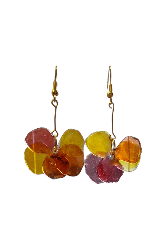 Boucles d'oreilles "Feuillage d'Automne" en Résine Translucide et Doré