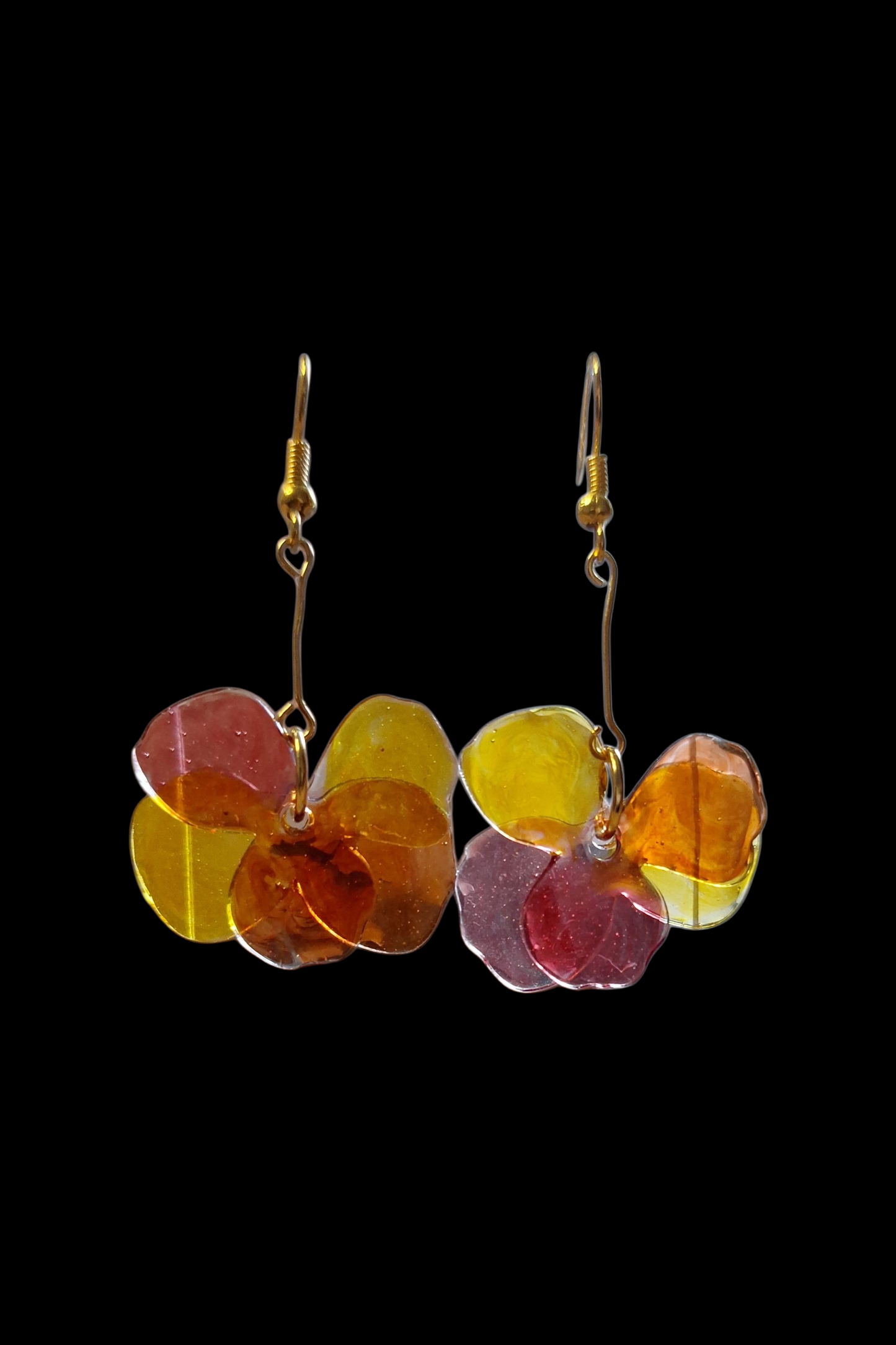 Boucles d'oreilles "Feuillage d'Automne" en Résine Translucide et Doré