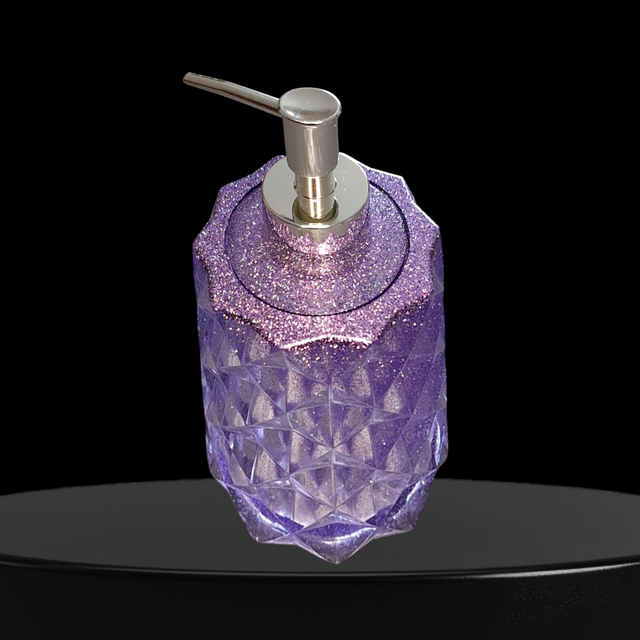 Distributeur de savon en résine époxy – Violet pailleté ✨💜