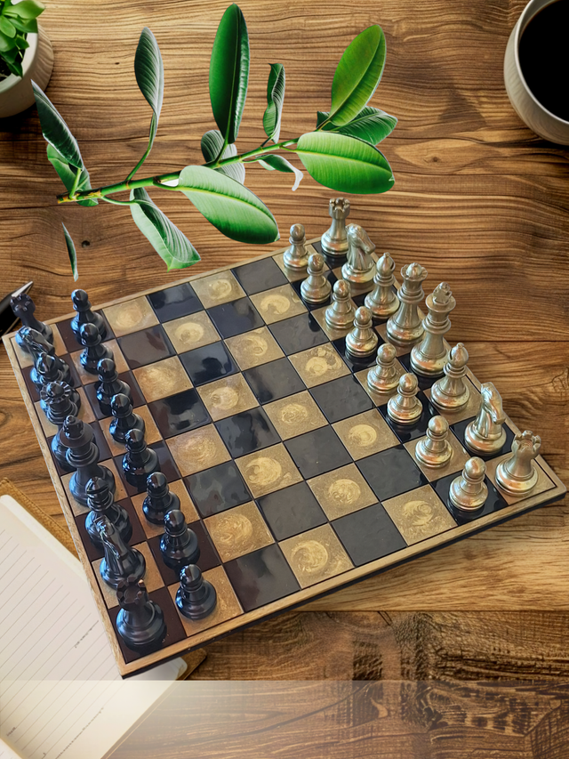 Échiquier fait main résine époxy Échiquier fait main résine époxy