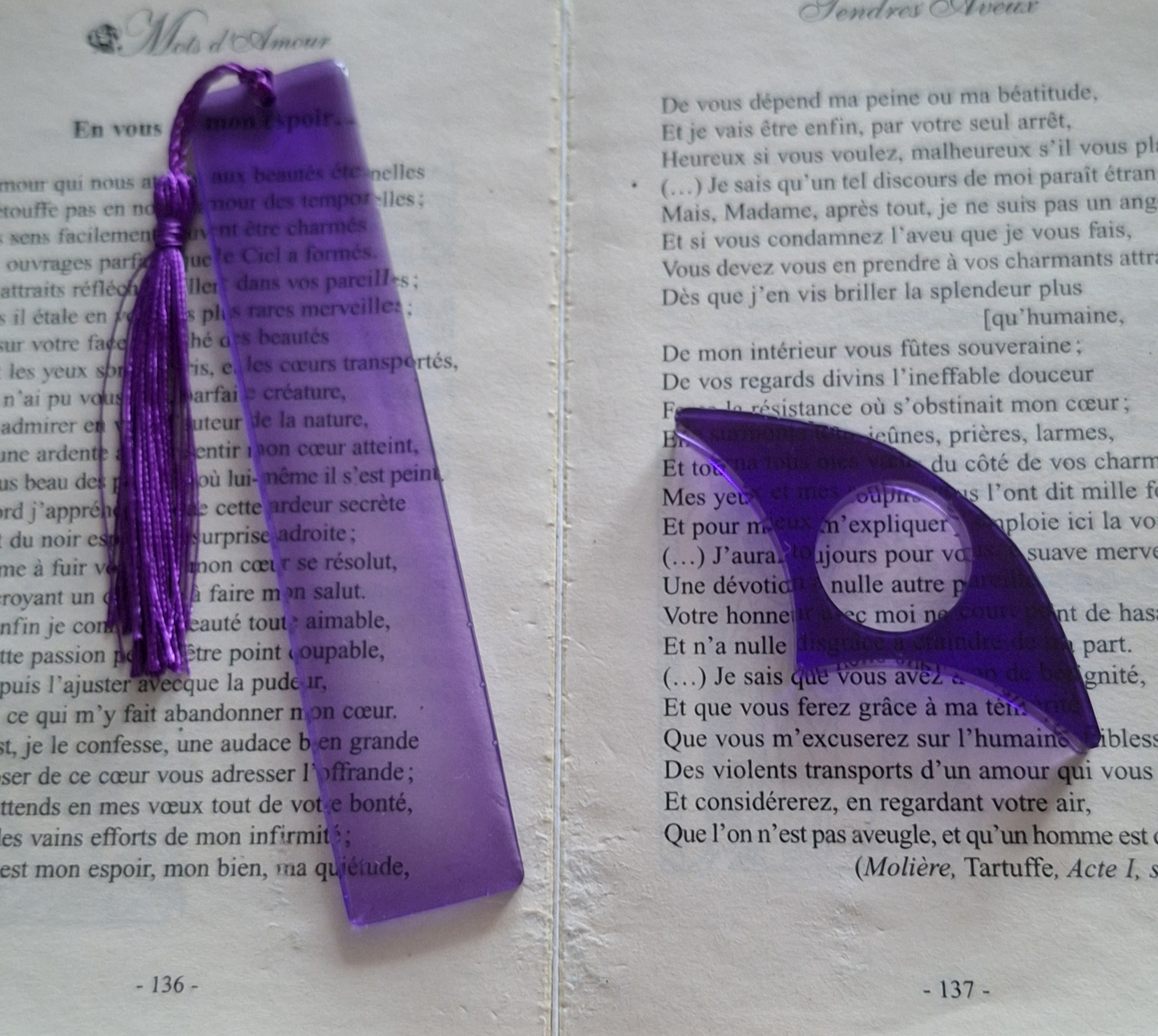 Ensemble Marque-Page & Bague de Lecture Fait Main en Résine Époxy