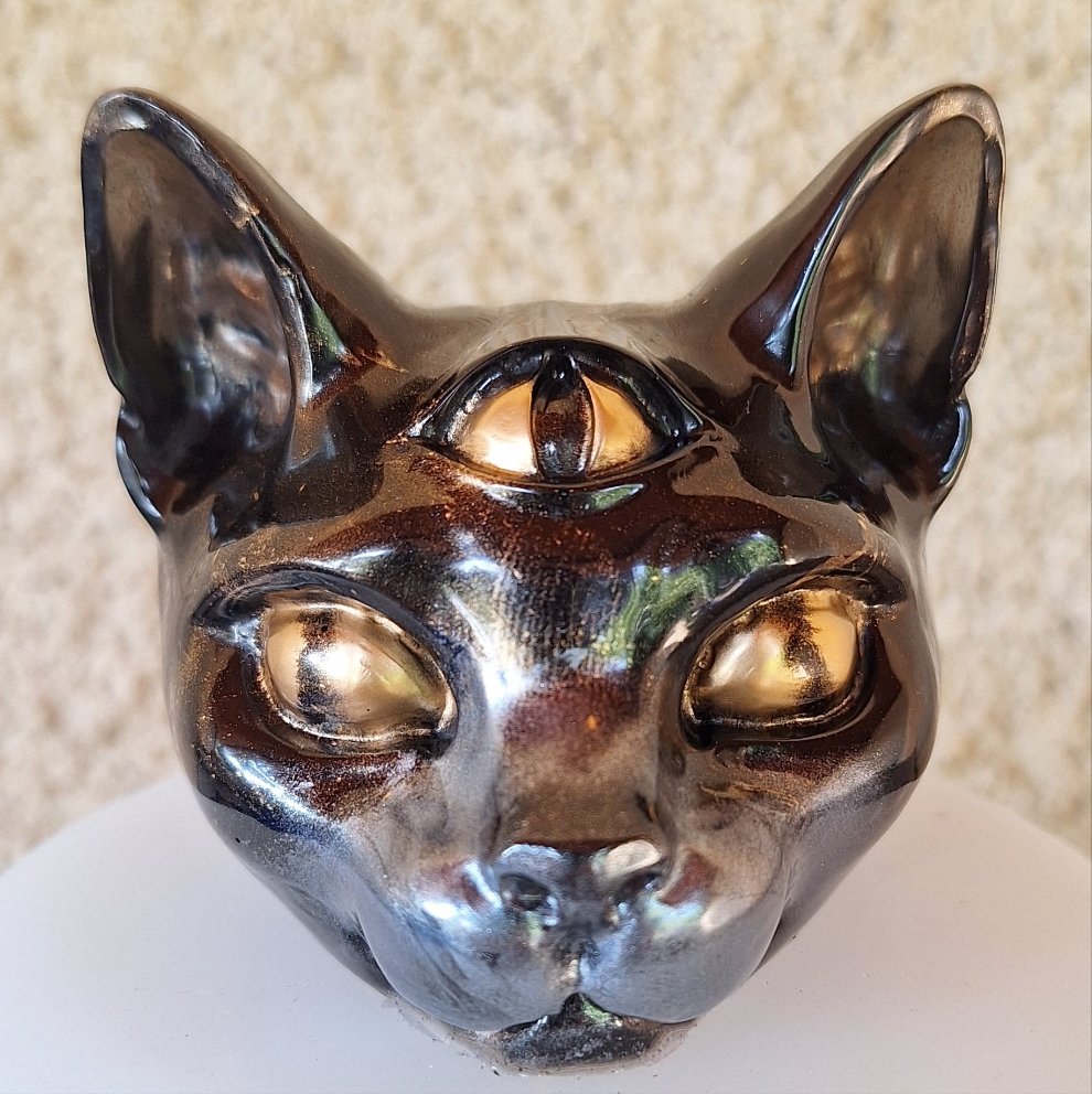 🐾 Chat Mystique au Troisième Œil – Création en Résine Époxy