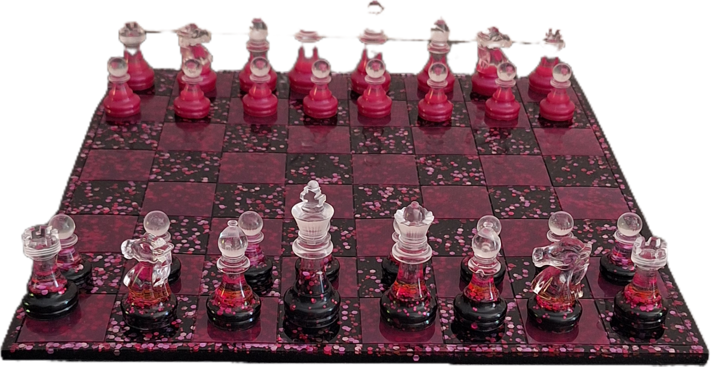 Échiquier en résine époxy fait main – Fusion de jeu et d’art