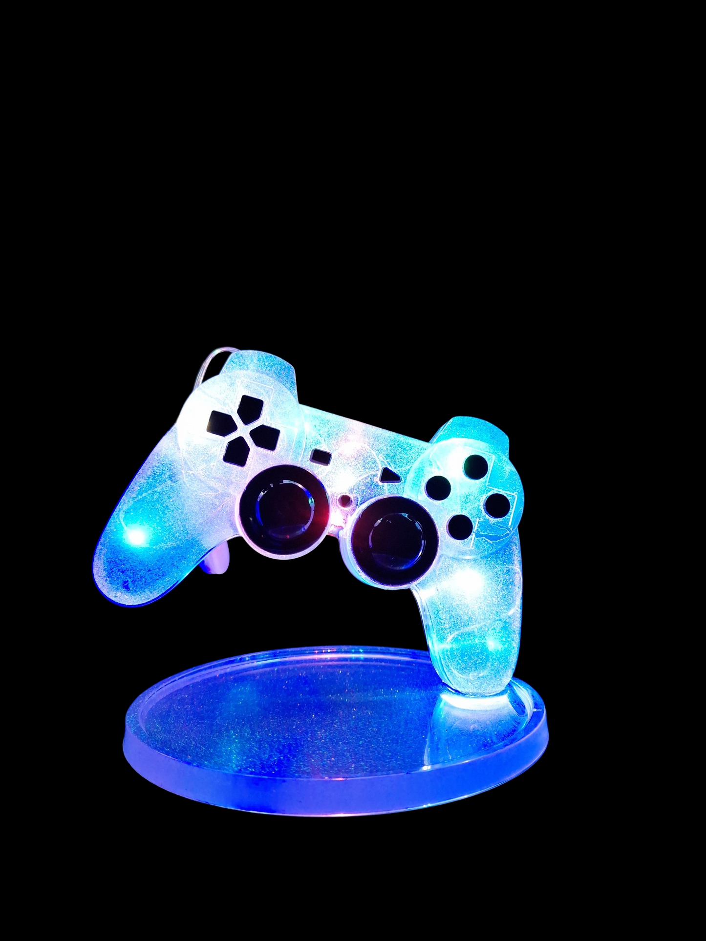 Veilleuse Manette Gamer Artisanale - Résine Pailletée et LED multicolore