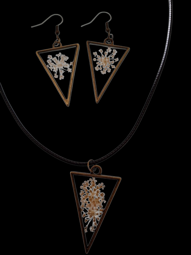 Parure élégante en résine époxy – Inclusion de fleurs séchées