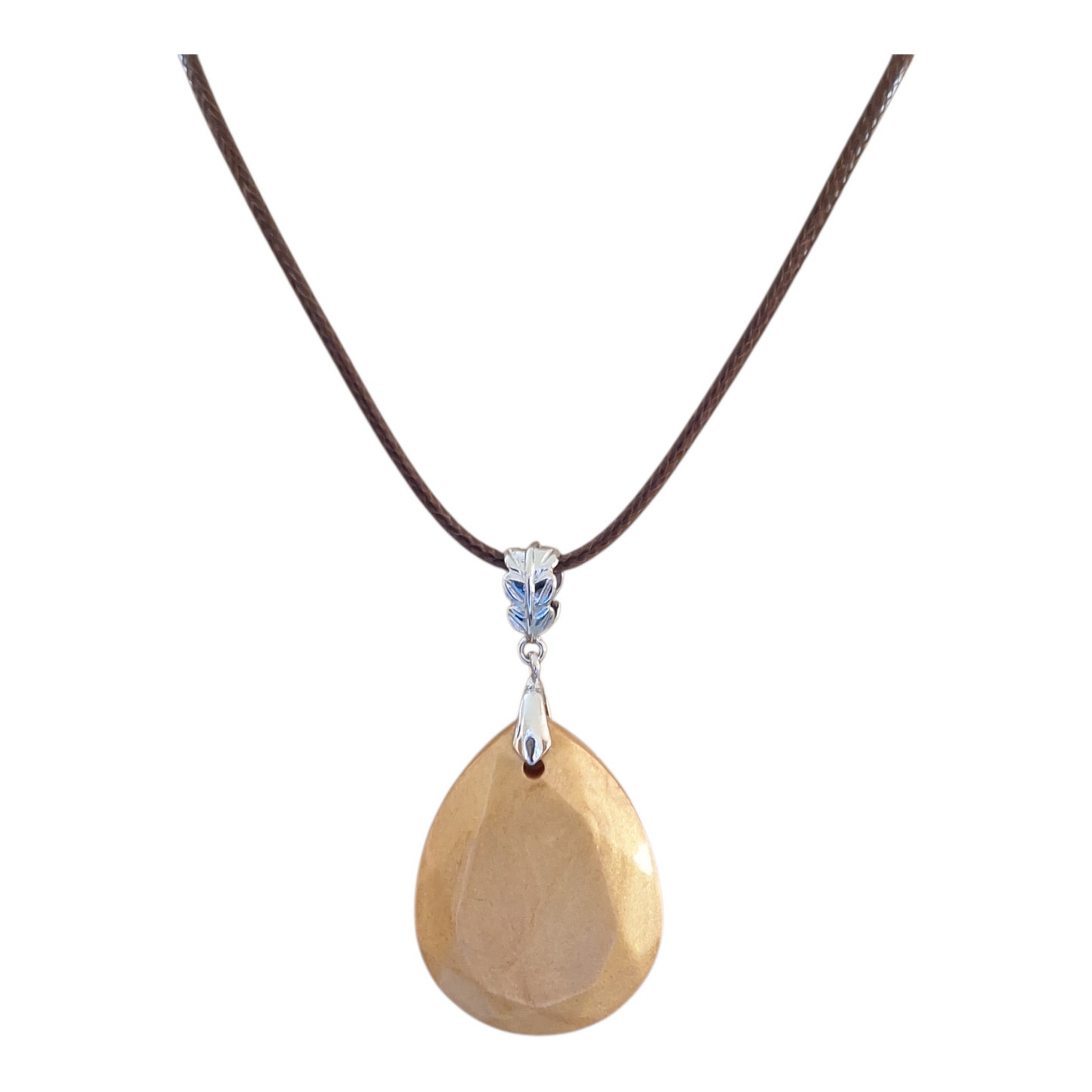 Pendentif Goutte Artisanal en Résine Beige Doré et Poudre de Mica
