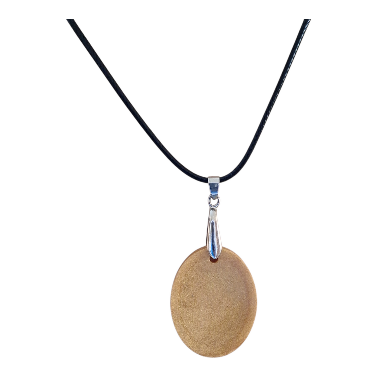 Pendentif Ovale Artisanal en Résine Beige Doré et Poudre de Mica