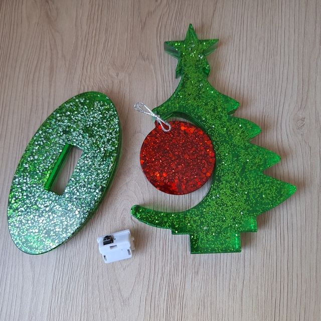 Décoration sapin de Noël lumineux résine époxy paillettes idée cadeaux