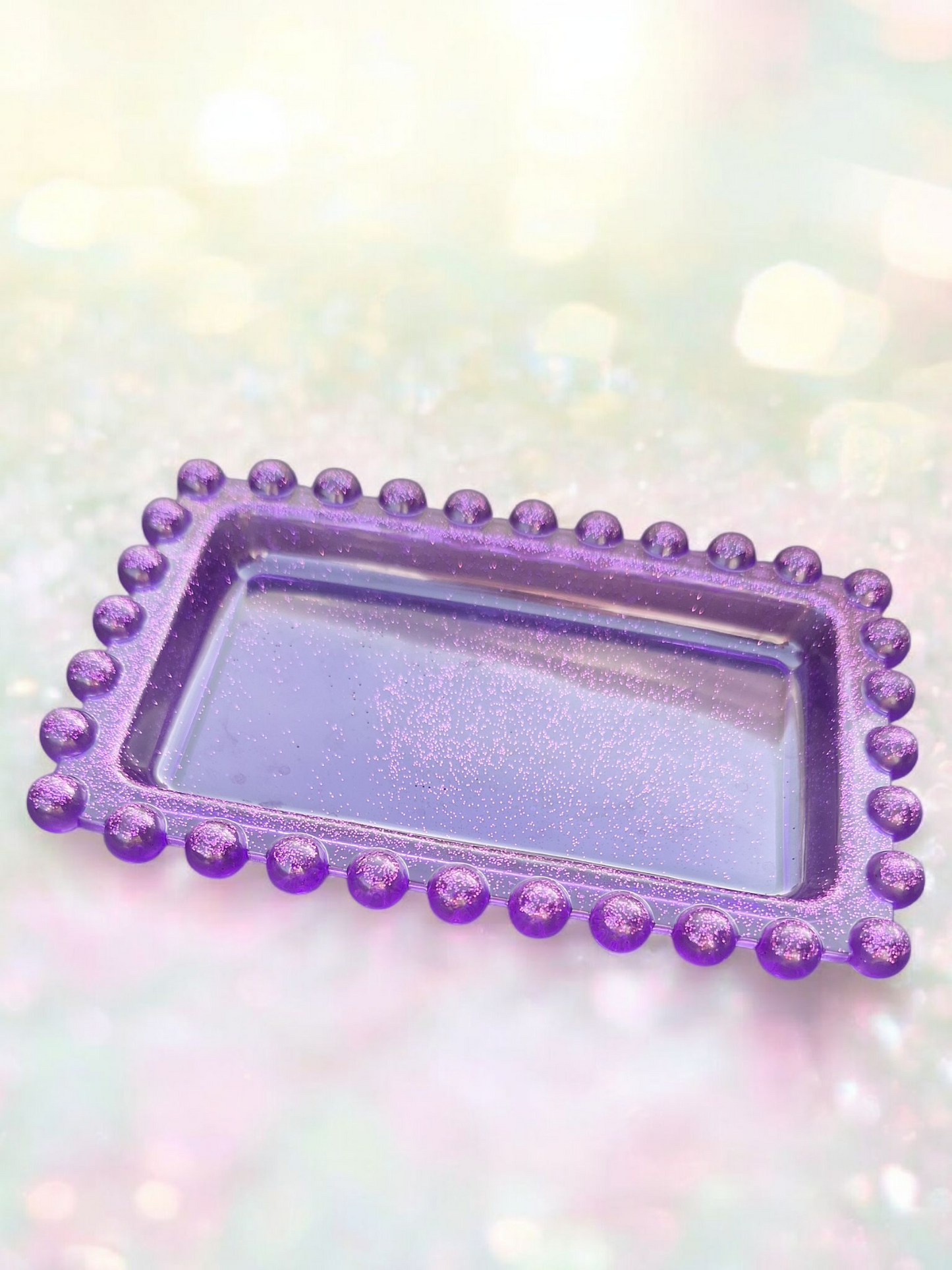 Vide-Poches Rectangulaire Pailleté Violet – Plateau à Bijoux Décoratif