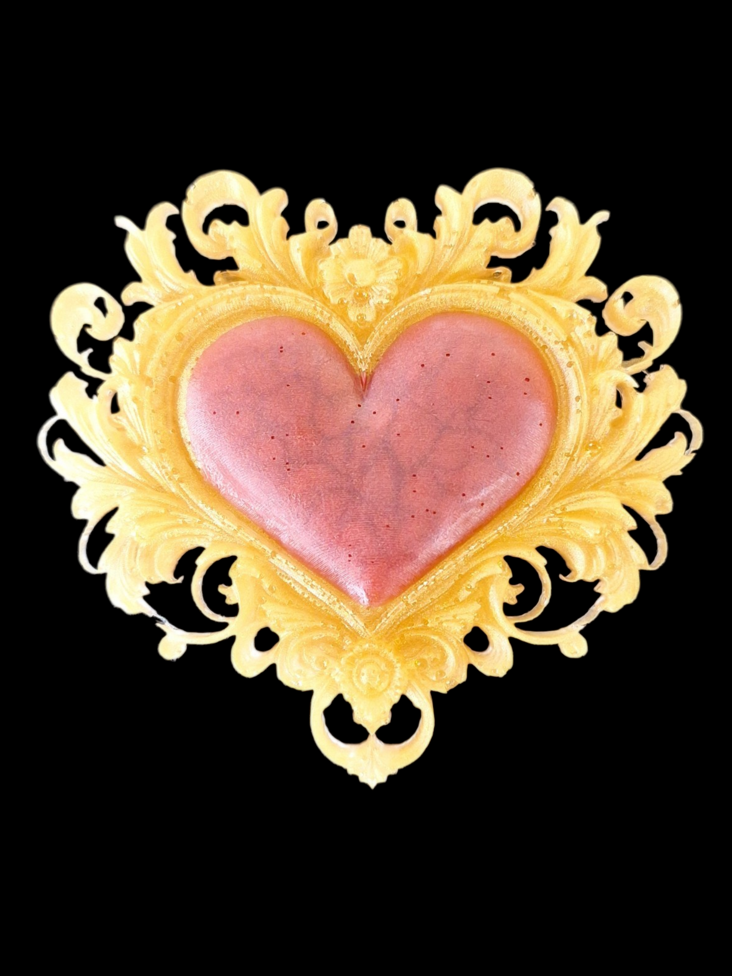 Ex-voto Mural Cœur Rococo Rouge et Or Lumineux - Création artisanale unique - idée cadeau pour elle, lui, Noël
