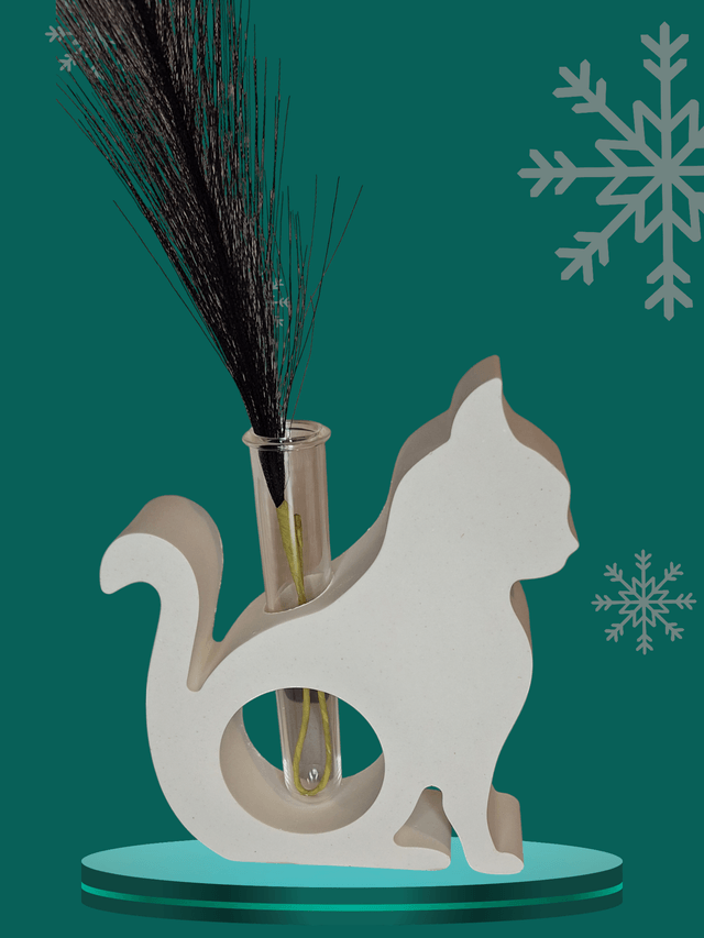 Soliflore chat en résine naturelle – une touche moderne et élégante pour sublimer vos fleurs