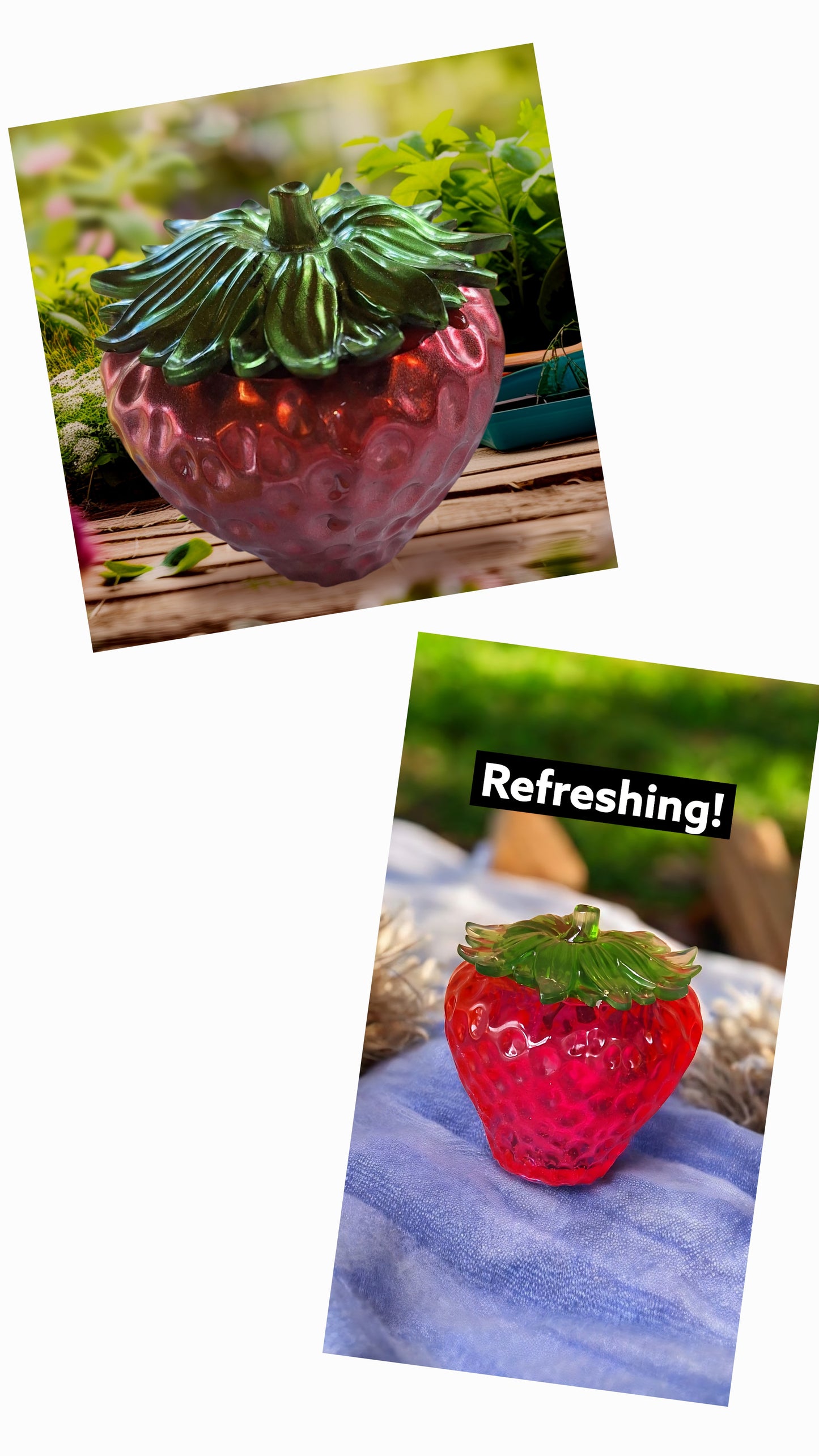Boîte fraise en résine époxy – Rangement déco fruité