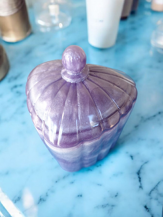 Boîte cœur en résine époxy nacrée violette – Création artisanale unique💜