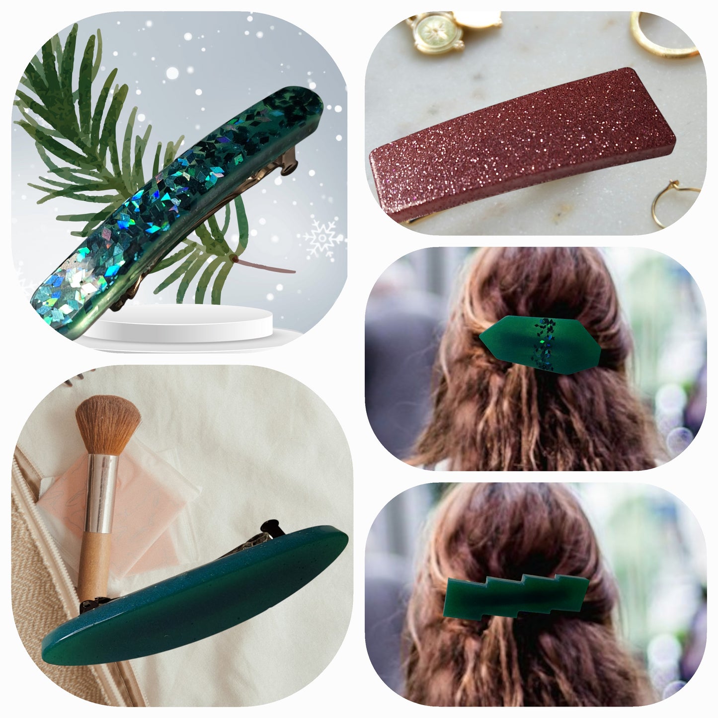 Barrettes en résine époxy artisanales – Accessoires cheveux faits main, élégants et uniques