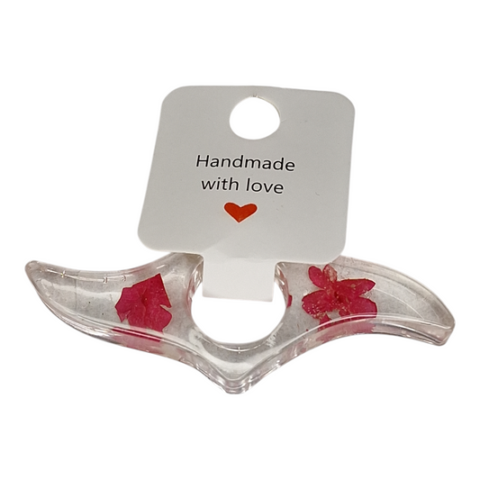 Bague de Lecture Porte-Page en Résine Époxy Transparente et Fleurs Séchées