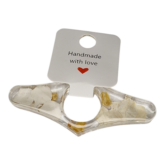 Bague de Lecture Porte-Page en Résine Époxy Transparente et Fleurs Séchées