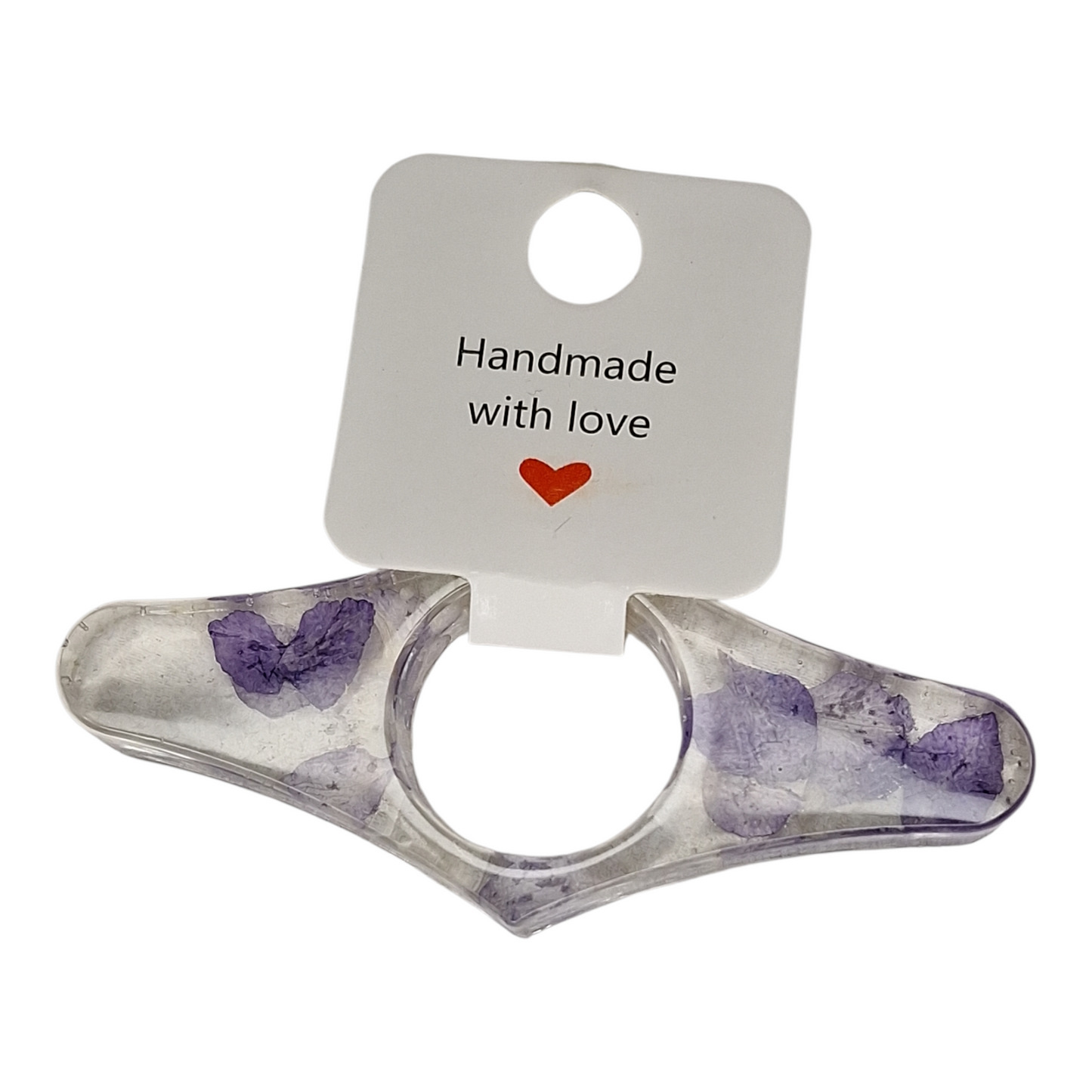 Bague de Lecture Porte-Page en Résine Époxy Transparente et Fleurs Séchées