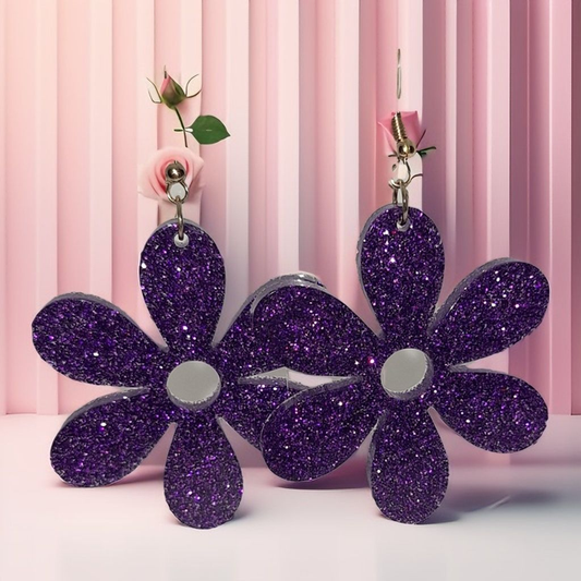Boucles d'oreilles originales, style bohème, forme de fleur paillettes, cadeau à offrir, anniversaire accessoire de mode, pour elle