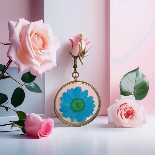 Boucles d'oreilles artisanales en résine, originales modernes avec fleurs ou inclusion cadeau à offrir pour elle accessoire de mode tendance