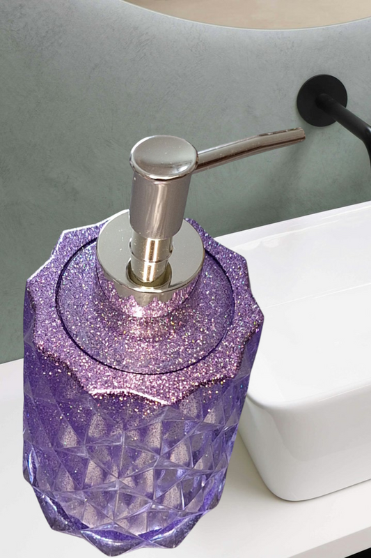 Distributeur de savon en résine époxy – Violet pailleté ✨💜