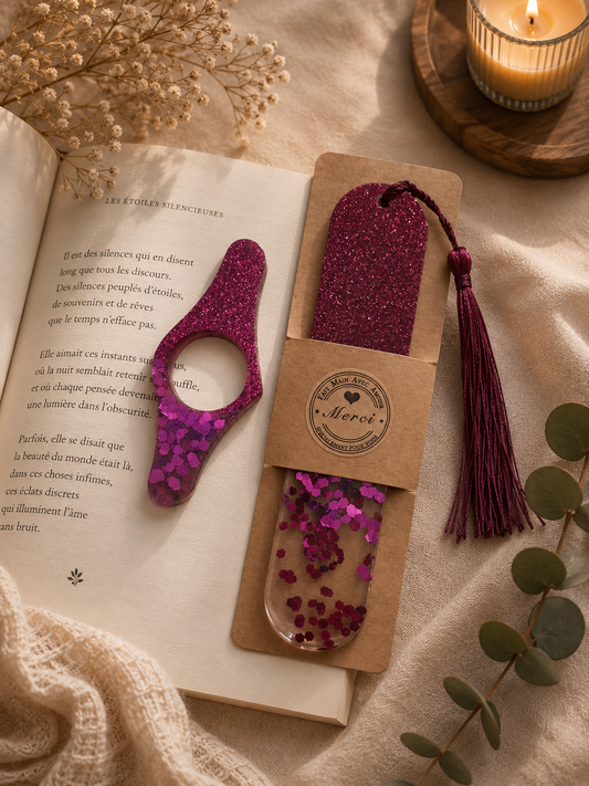 Marque-Page et Bague de Lecture fabriqués artisanalement - Coffret Lecture -  idée cadeau pour lui, elle