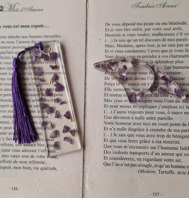 Ensemble Marque-Page & Bague de Lecture Fait Main en Résine Époxy