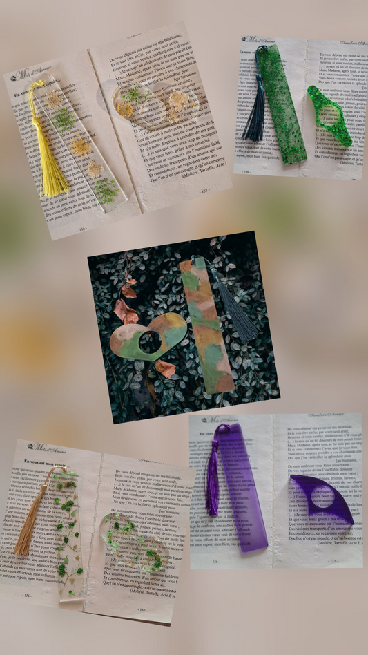 Ensemble Marque-Page & Bague de Lecture Fait Main en Résine Époxy