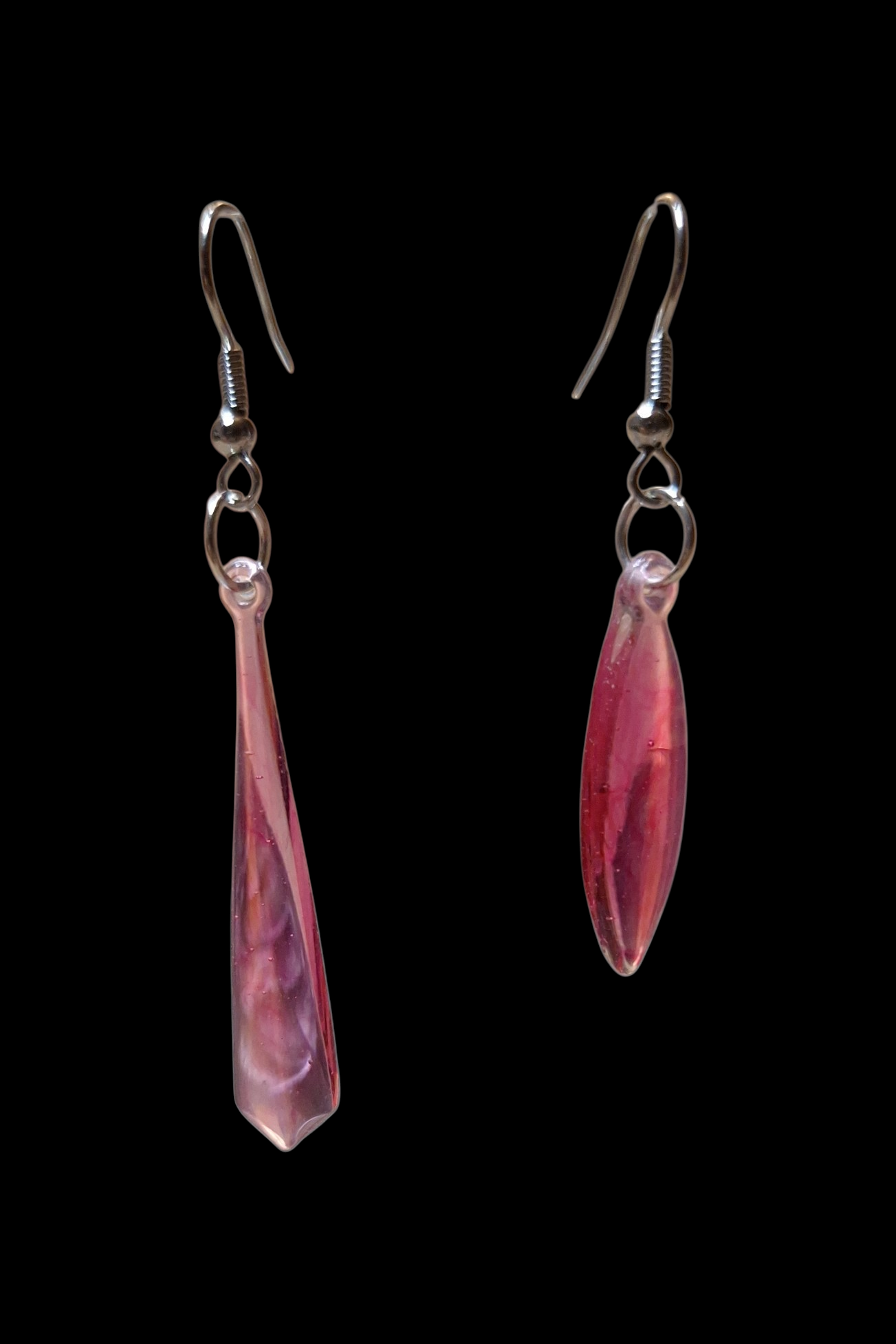 Boucles d'oreilles Pendantes Roses en Résine – Style Contemporain Argenté
