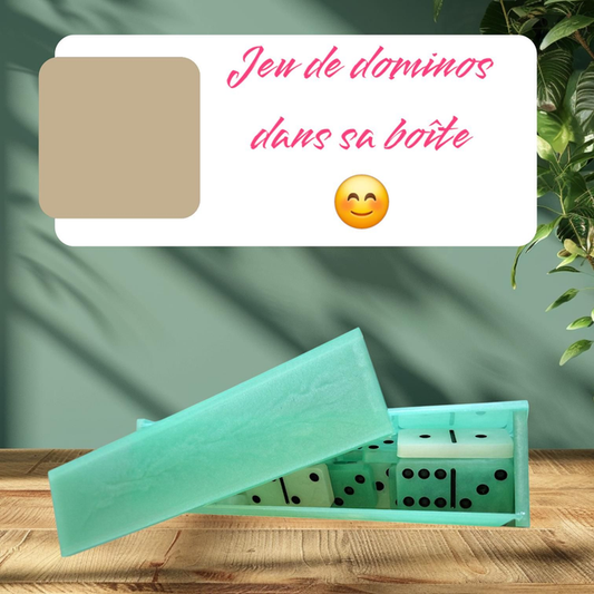 Jeu de Dominos en Résine Époxy dans sa boîte - Fait Main | Élégance et Originalité