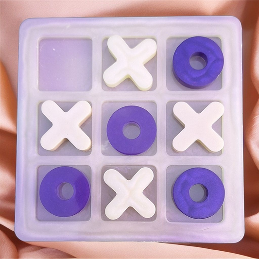 Jeu de Morpion (Tic-Tac-Toe) en Résine Époxy - Couleurs [Violet & Crème] - Grand Modèle de Luxe