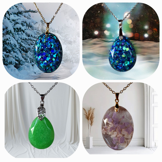 Pendentif Goutte en Résine Époxy Collier