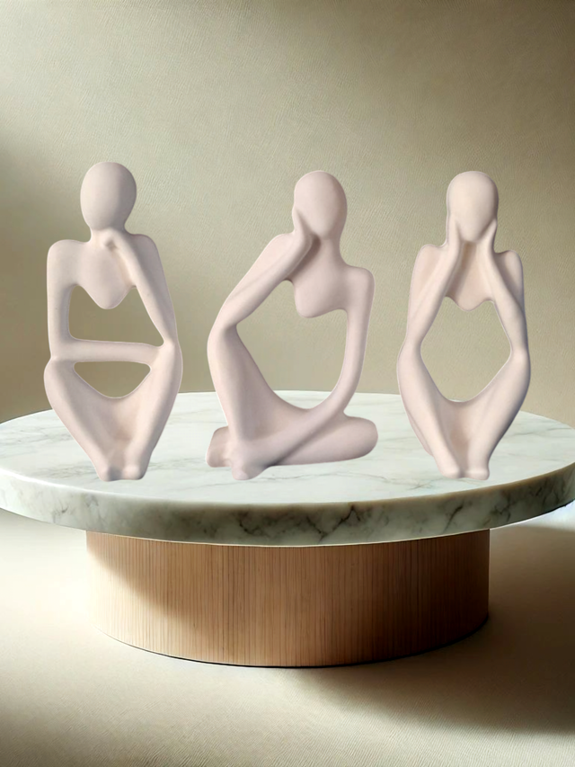 Lot de Trois Penseurs en résine naturelle fabriqués artisanalement idées cadeaux décoration intérieure