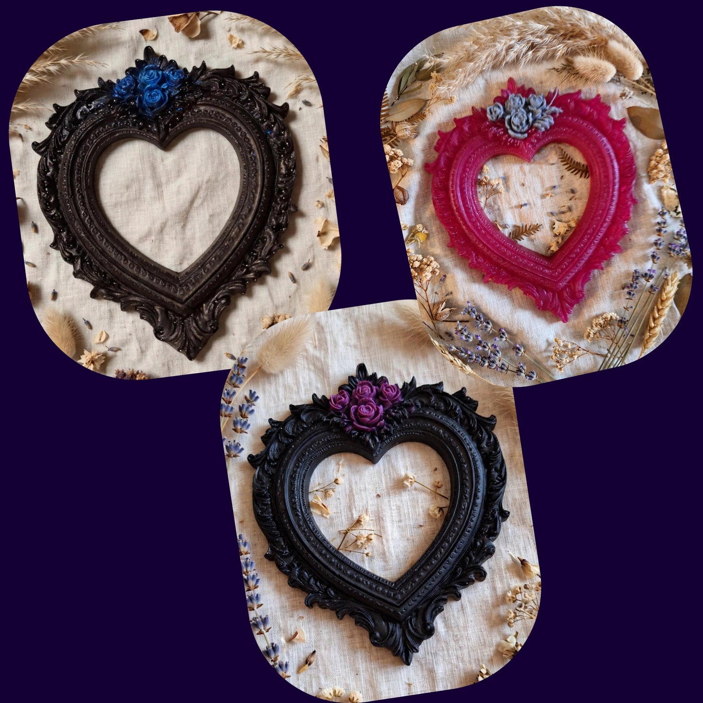 Mini Cadre Cœur Baroque - Déco Gothique et Romantique 8 cm - idée cadeau pour elle, lui