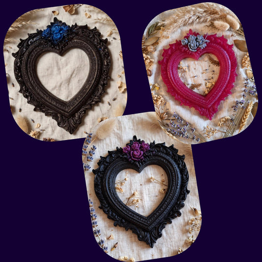 Mini Cadre Cœur Baroque - Déco Gothique et Romantique 8 cm - idée cadeau pour elle, lui