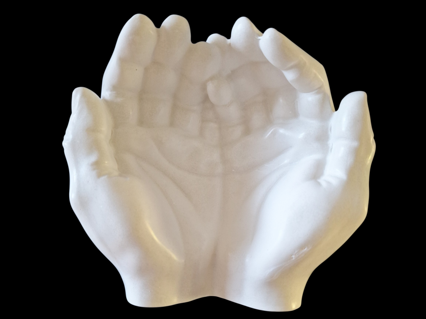 Vide-poches Artisanal "Mains Jointes" en Nature Resin - Blanc Marbré