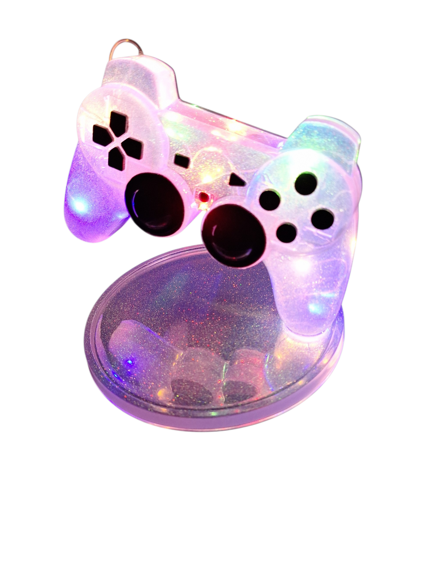 Veilleuse Manette Gamer Artisanale - Résine Pailletée et LED multicolore