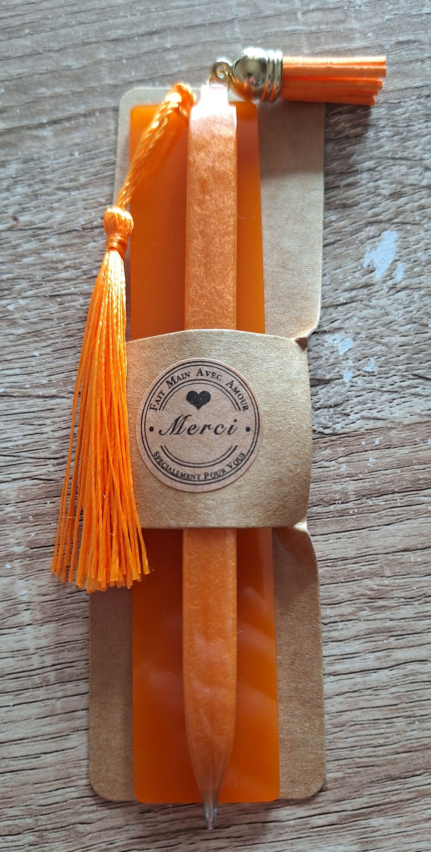 Coffret Duo Marque-page et Stylo en Résine Fait Main