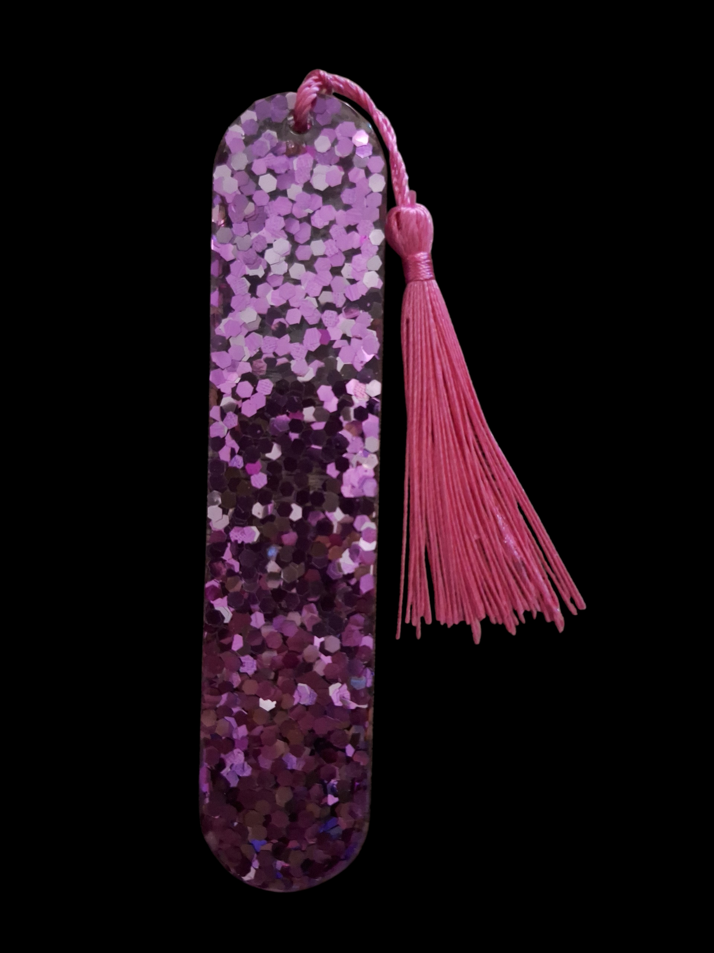 Marque-Page en Résine Époxy Paillettes Roses et Violettes – Fait Main