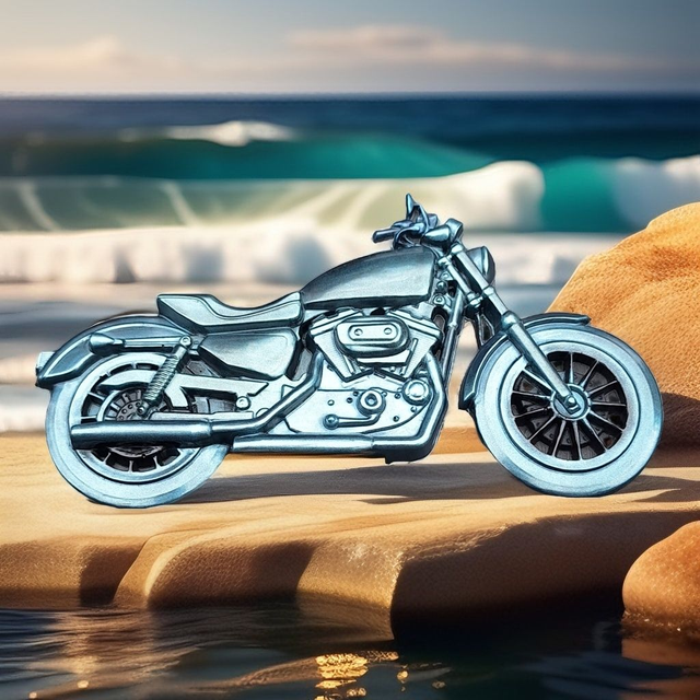 Décoration Murale Moto "The Cruiser" 3D - Résine Époxy Artisanale Effet Métal - L. 20 cm