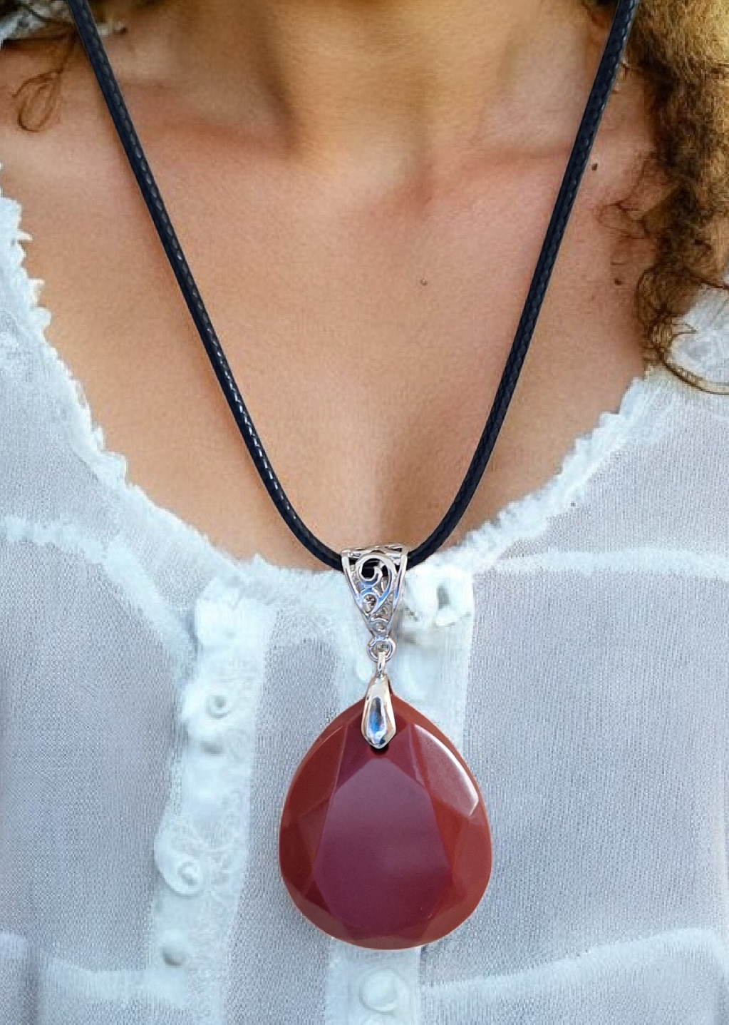 Pendentif Goutte Artisanal Résine Marron Terracotta et Éclats de Mica