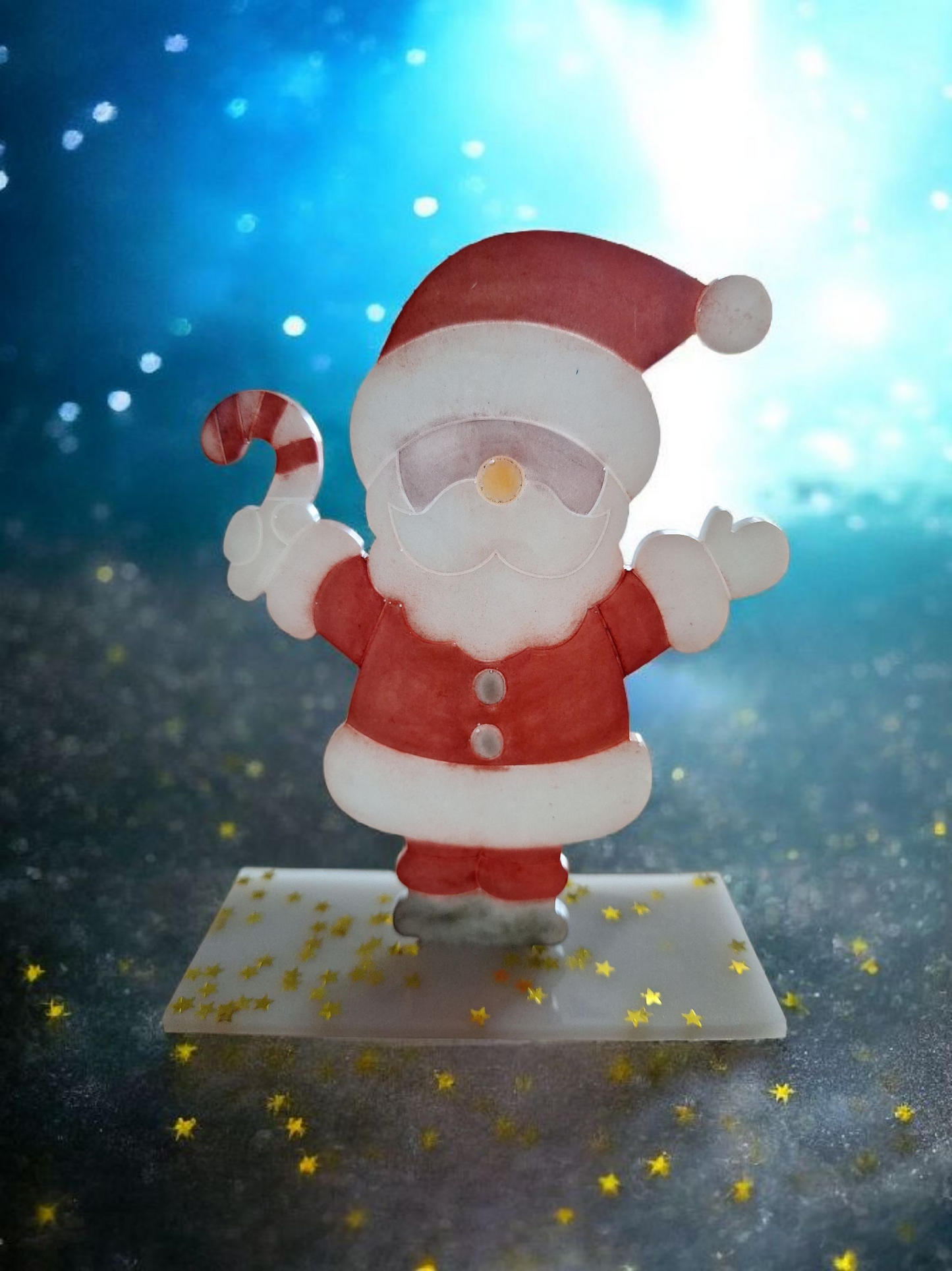 Décoration de Noël en Résine Époxy : Figurine Lumineuse Père Noël, Bonhomme de Neige et Sapin