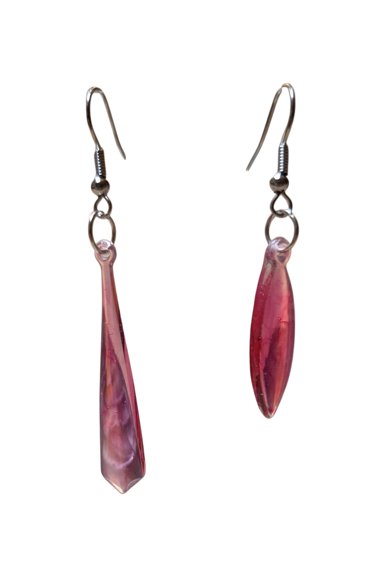 Boucles d'oreilles Pendantes Roses en Résine – Style Contemporain Argenté